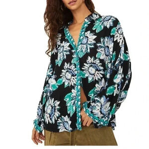 Free People Flowy Vibrations Blouse
